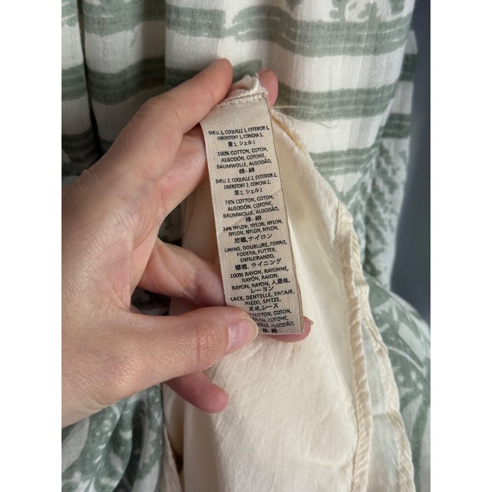 Free People Women S Lace Crochet Boho Mini Dress Cream Sage Cottagecore Festival - Picture 3 of 7